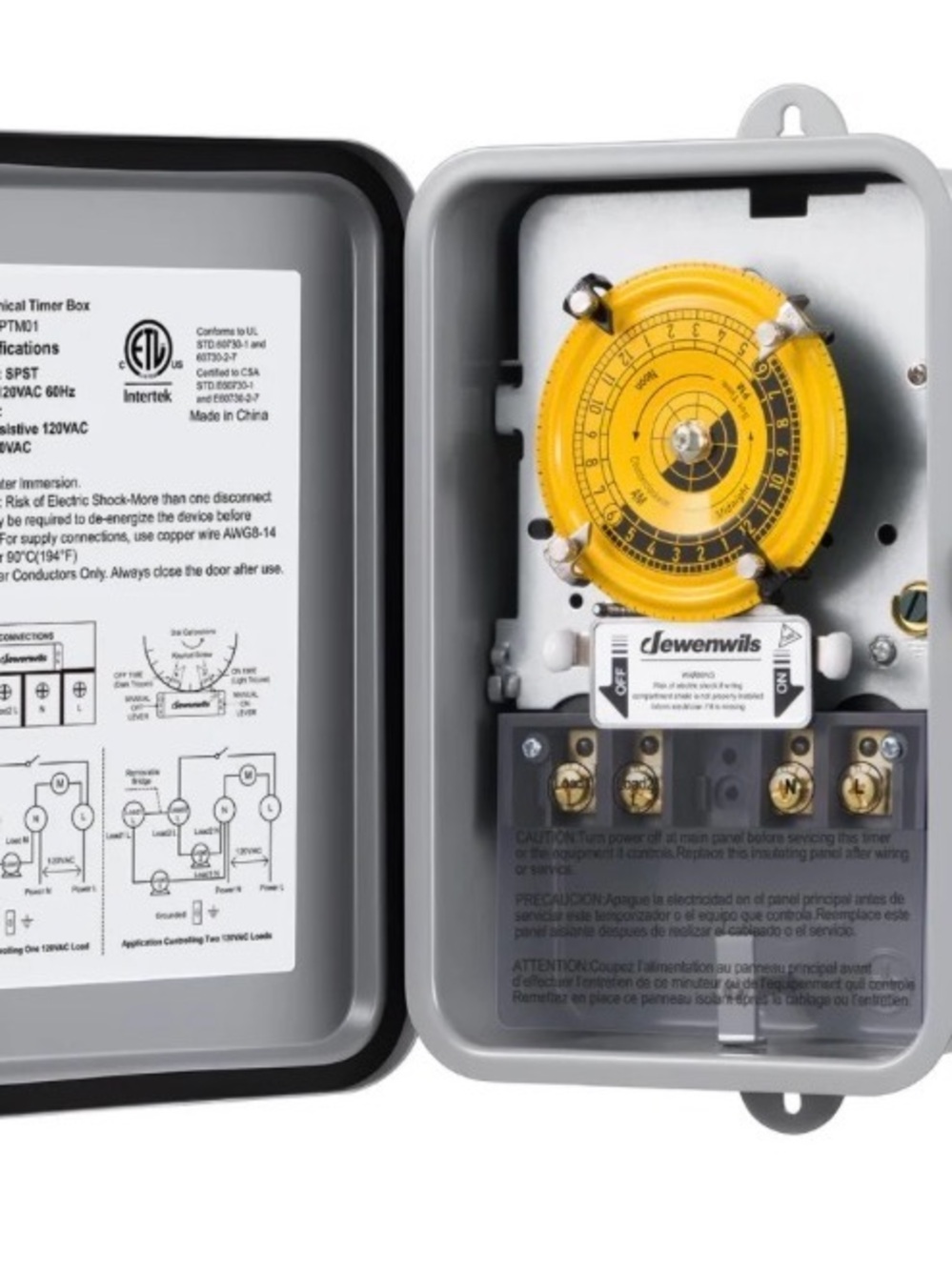 DEWENWILS 24-Hour Mechanical Timer Switch - 120VAC SPST, 2HP 40A, Metal